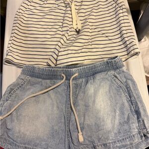 Striped shorts and Denim Shorts Set